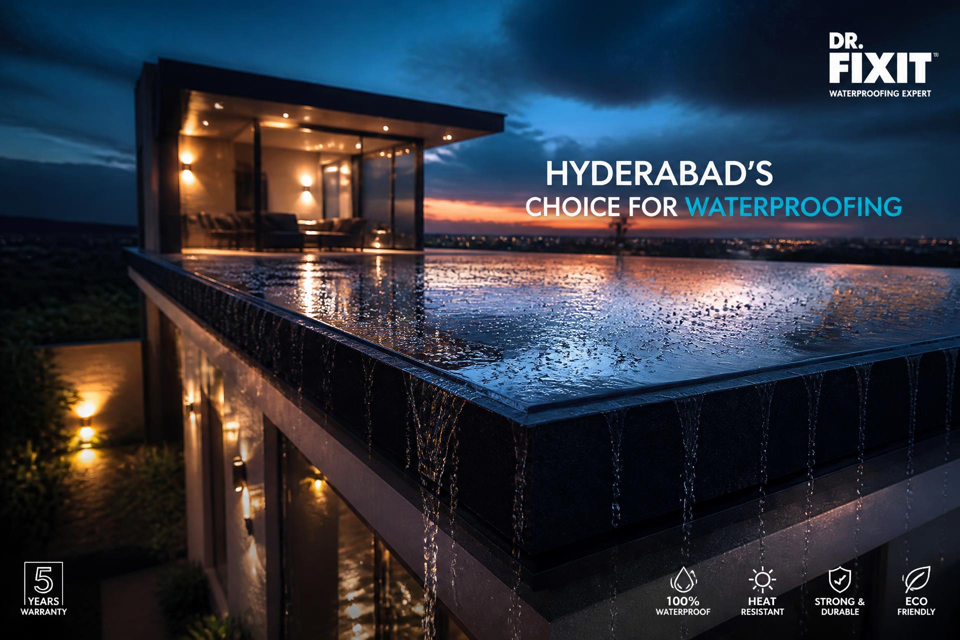 Waterproofed luxury terrace at dusk